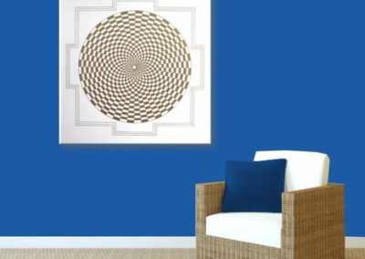 Wandbild Energiebild Pranagenerator Labyrinth der Kraft Gold_blau