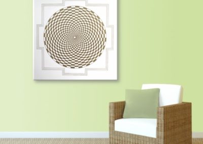 Wandbild Energiebild Pranagenerator Labyrinth der Kraft Gold_lindgrün