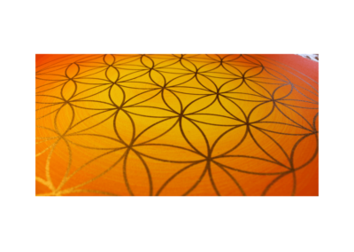 Wandbild Energiebild Blume des Lebens Sonnenuntergang gold rot gelb_Detailbild