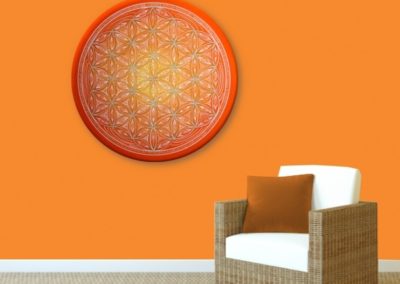 Wandbild Energiebild Blume des Lebens white spirit_orange