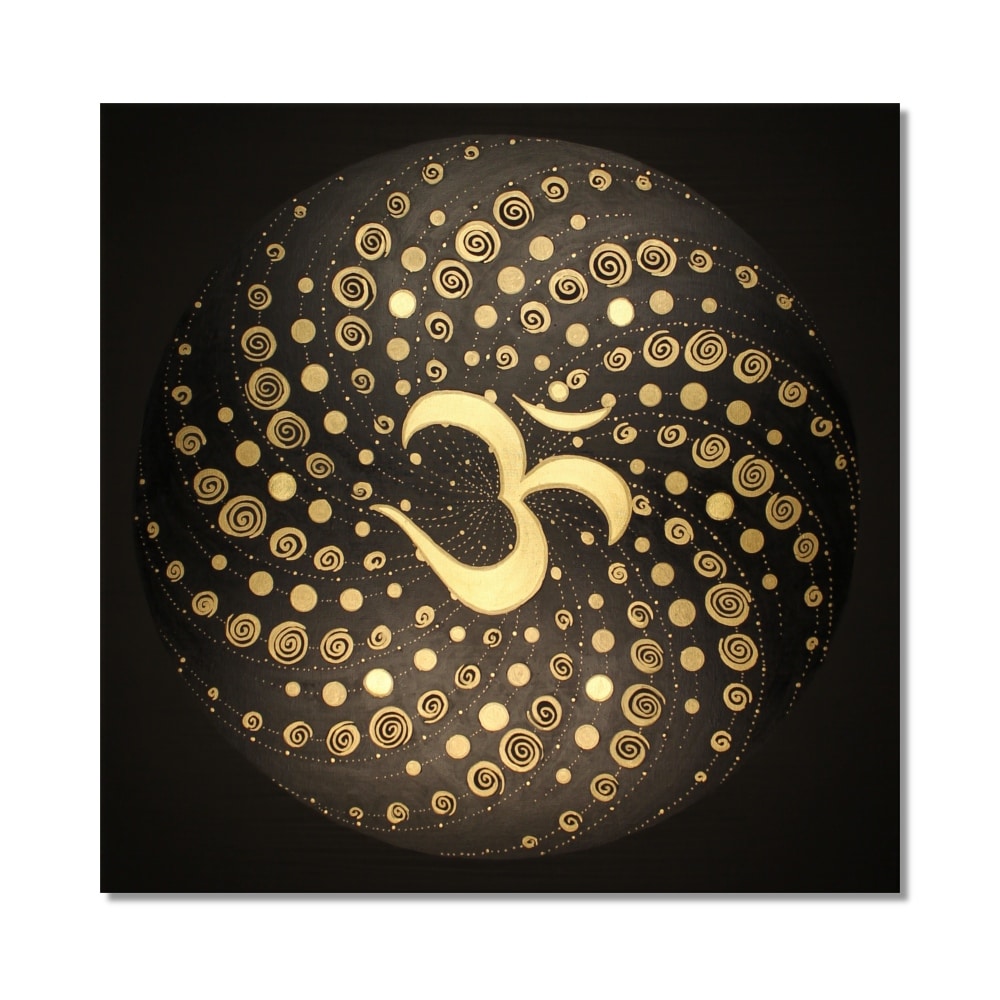 Wandbild Energiebild Mandala Element Luft 24 Karat Blattgold schwarz_Frontalbild