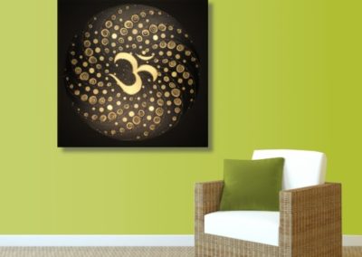 Wandbild Energiebild Mandala Element Luft 24 Karat Blattgold schwarz_grün