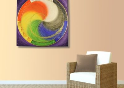 Wandbild Energiebild Mandala Elemente des Lebens_apricot