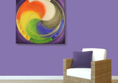 Wandbild Energiebild Mandala Elemente des Lebens_violett