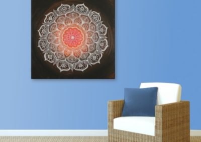 Wandbild Energiebild Mandala Gabe weiß schwarz_hellblau