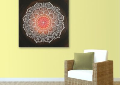 Wandbild Energiebild Mandala Gabe weiß schwarz_sand