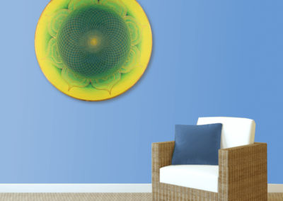 Wandbild Energiebild Mandala Herz des Orients gold grün gelb_blau