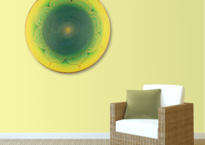 Wandbild Energiebild Mandala Herz des Orients gold grün gelb_sand