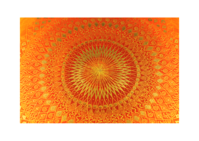 Wandbild Energiebild Mandala Muladhara Lebenskraft gold gelb_Detailbild