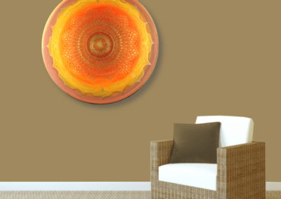 Wandbild Energiebild Mandala Muladhara Lebenskraft gold gelb_braun