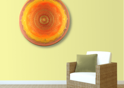 Wandbild Energiebild Mandala Muladhara Lebenskraft gold gelb_sand