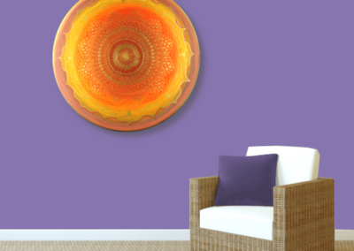Wandbild Energiebild Mandala Muladhara Lebenskraft gold gelb_violett