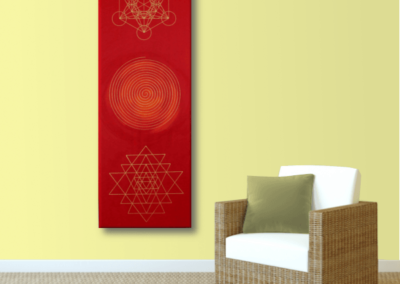 Wandbild Energiebild Weisheit und Wohlstand Sri Yantra Gold Spirale_sand