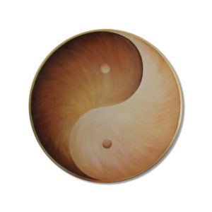 Wandbild Energiebild Yin Yang Erde brauns gold_Frontalbild