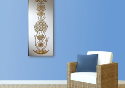 Wandbild Kundalini Gold Blume des Lebens_hellblau