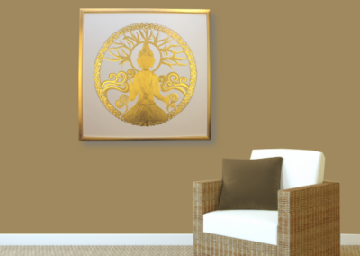 Wandbild Gold Buddha ab Größe 50cm x 50cm - 24 Karat Gold Wandbild handgefertigt_braun