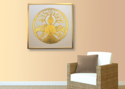 Wandbild Gold Buddha ab Größe 50cm x 50cm - 24 Karat Gold Wandbild handgefertigt_rosa