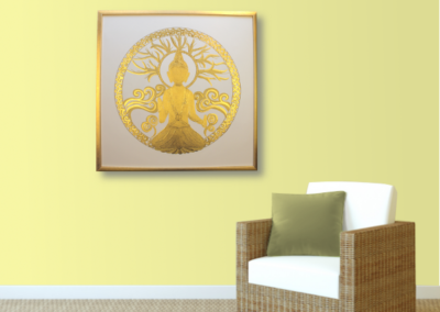 Wandbild Gold Buddha ab Größe 50cm x 50cm - 24 Karat Gold Wandbild handgefertigt_sand