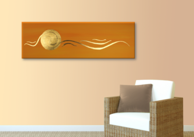 Wandbild Sonnengold 24 Karat Blattgold - Wandbild handgefertigt_apricot