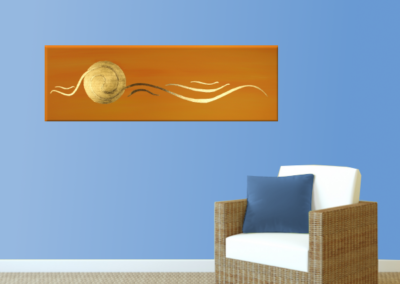 Wandbild Sonnengold 24 Karat Blattgold - Wandbild handgefertigt_hellblau