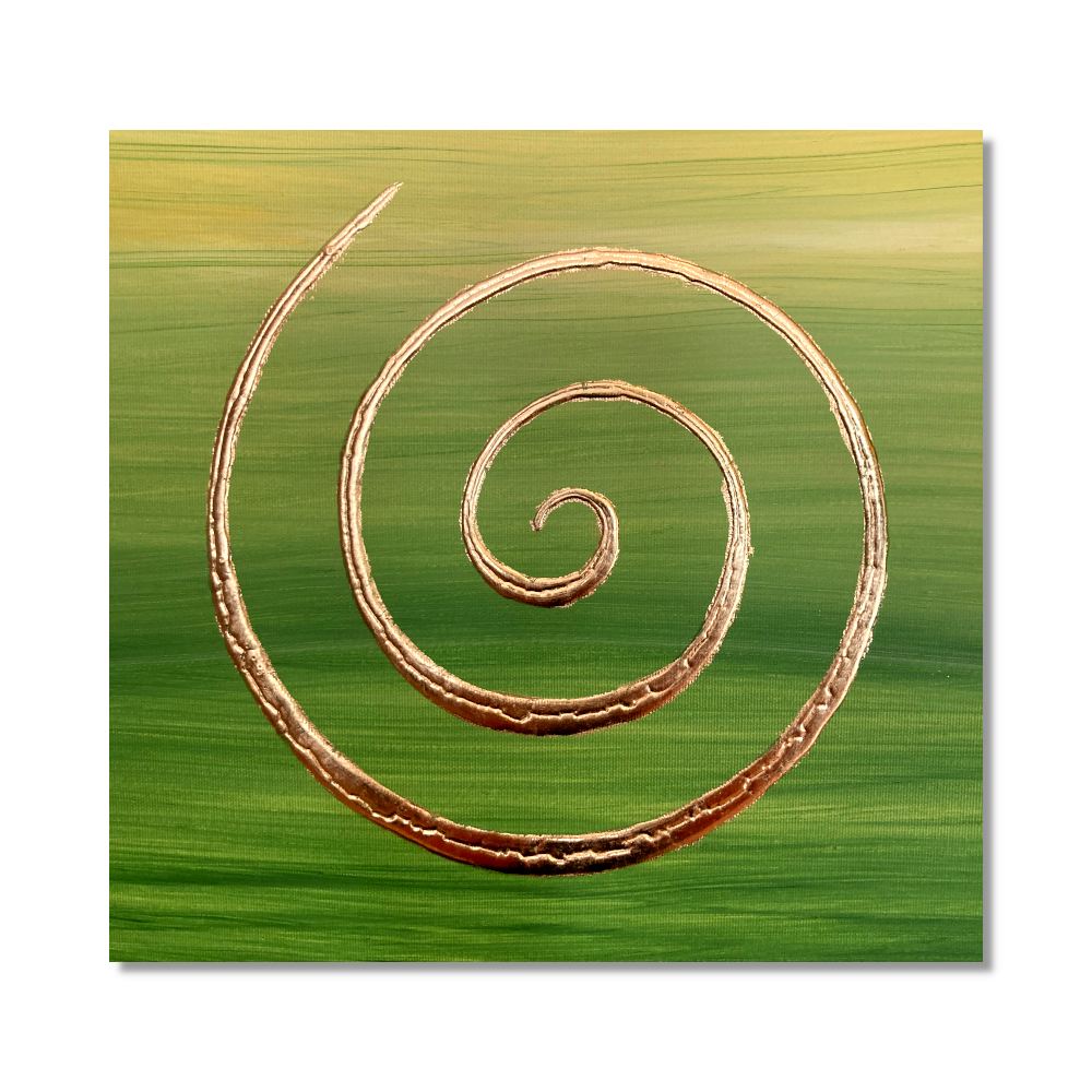Wandbild 3D Spirale grün 24 Karat Blattgold_Frontalbild