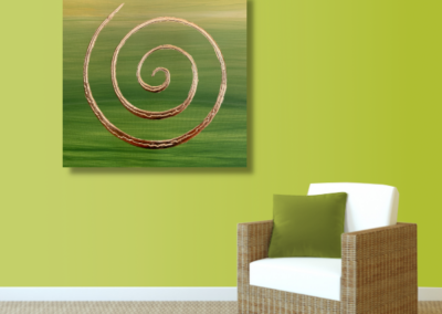 Wandbild 3D Spirale grün 24 Karat Blattgold_lindgrün